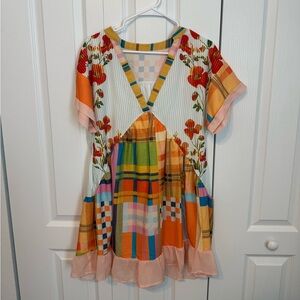 Vibrant Multicolor Mini Dress with Heart Design